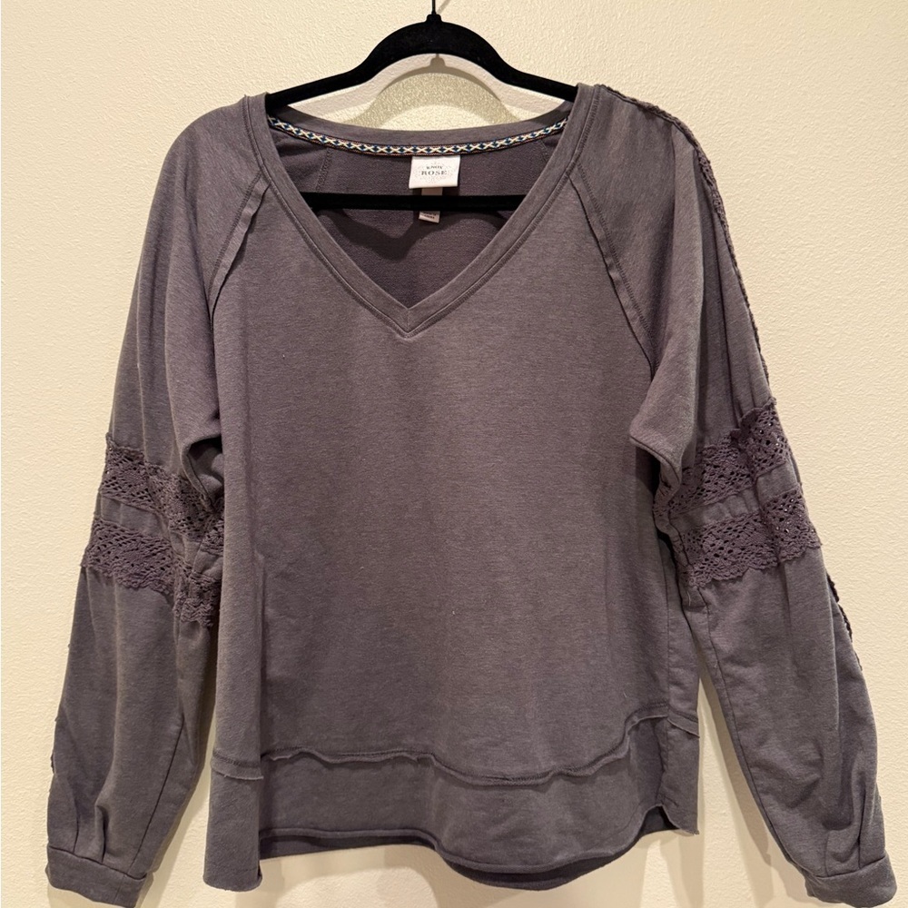Knox Rose Charcoal V-Neck Sweatshirt